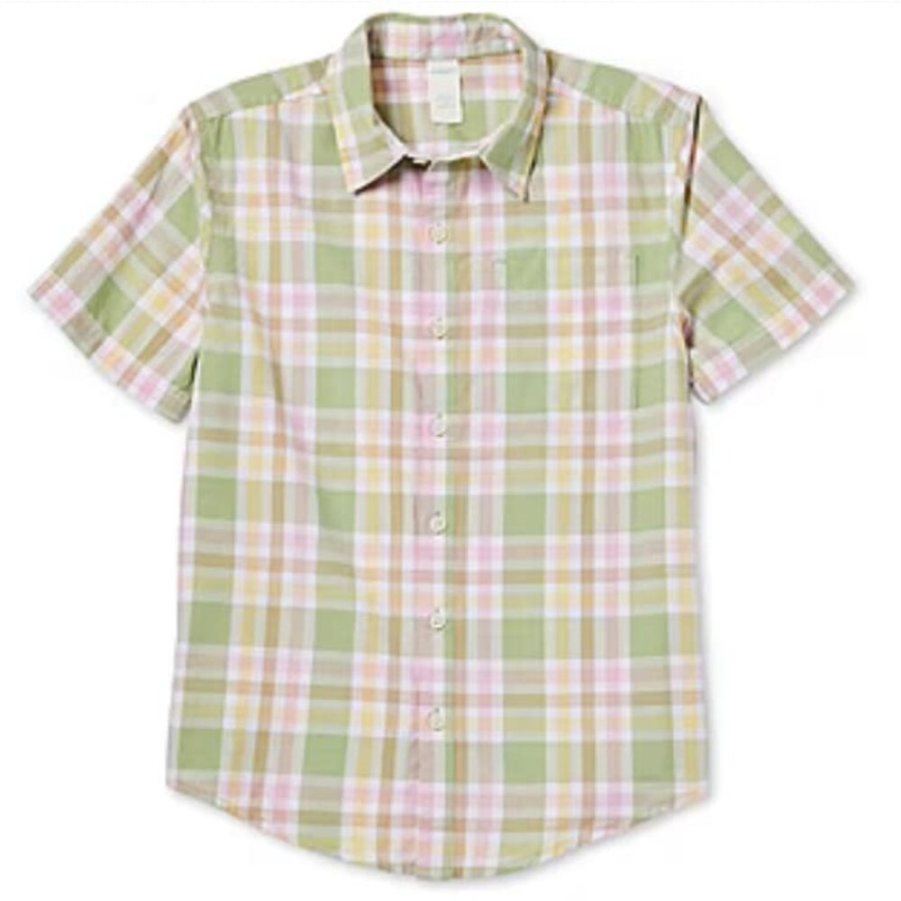Thereabouts Boys Button Down Green Plaid